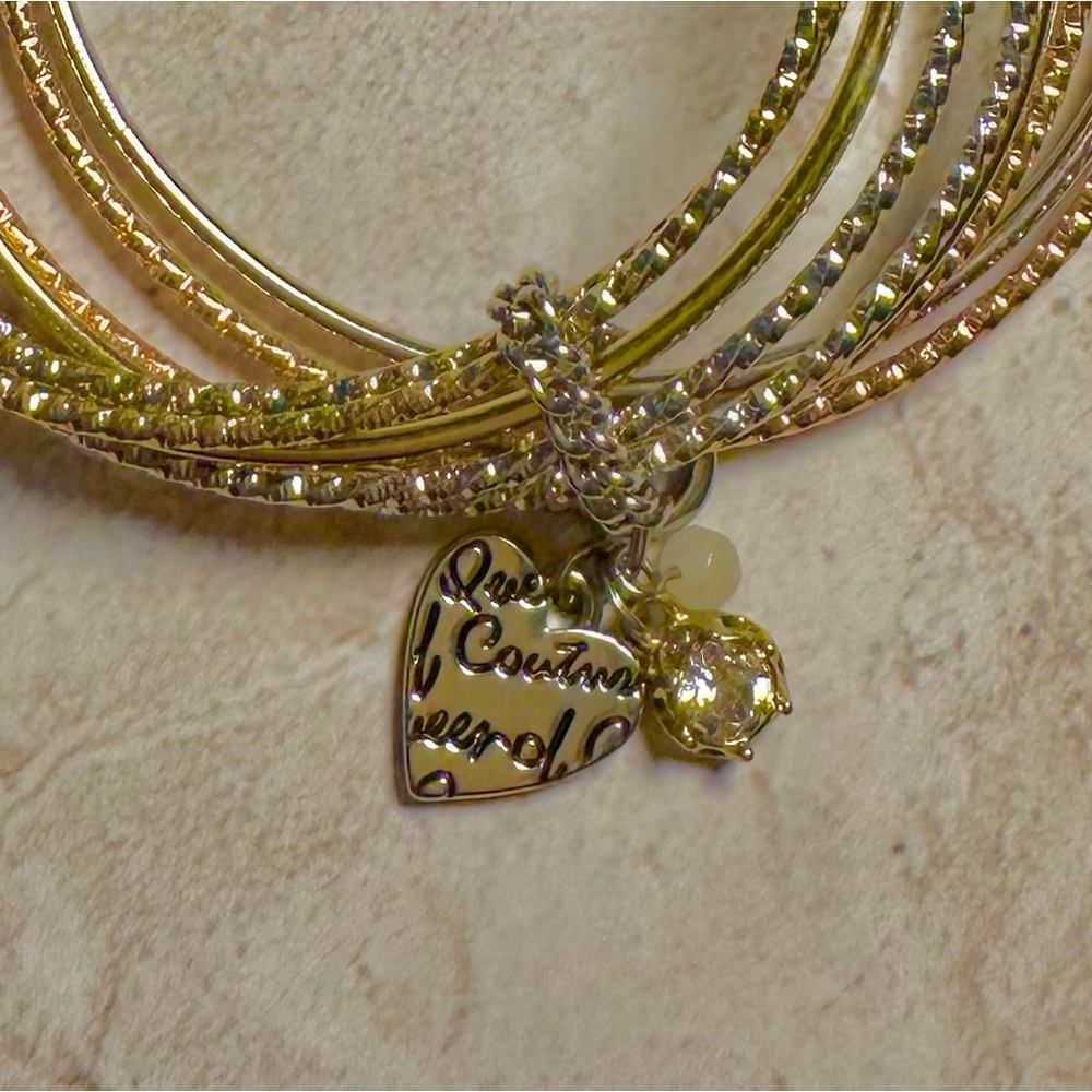 JUICY COUTURE Bracelet Set Charms Bangle Gold Silver Rose Gold Tone - Picture 7 of 8